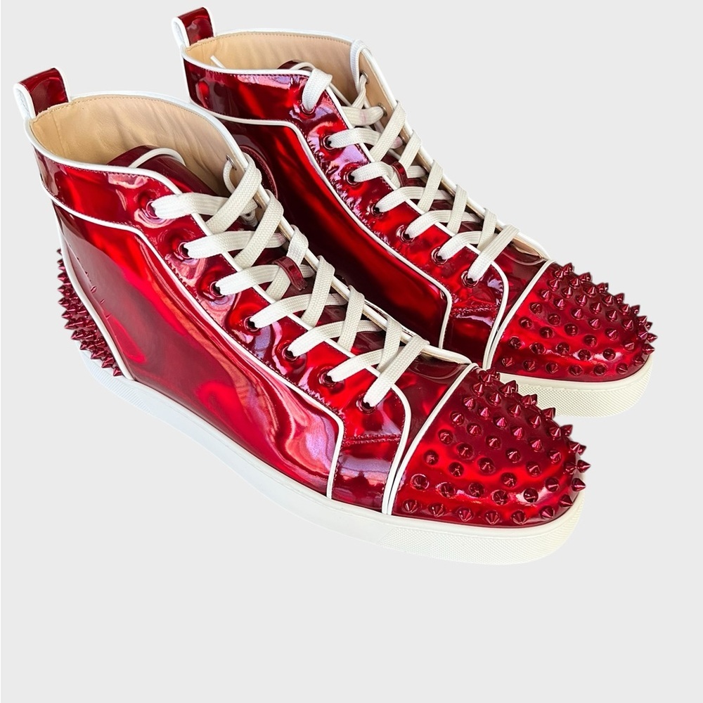 Christian Louboutin Red Patent Spiked Sneakers